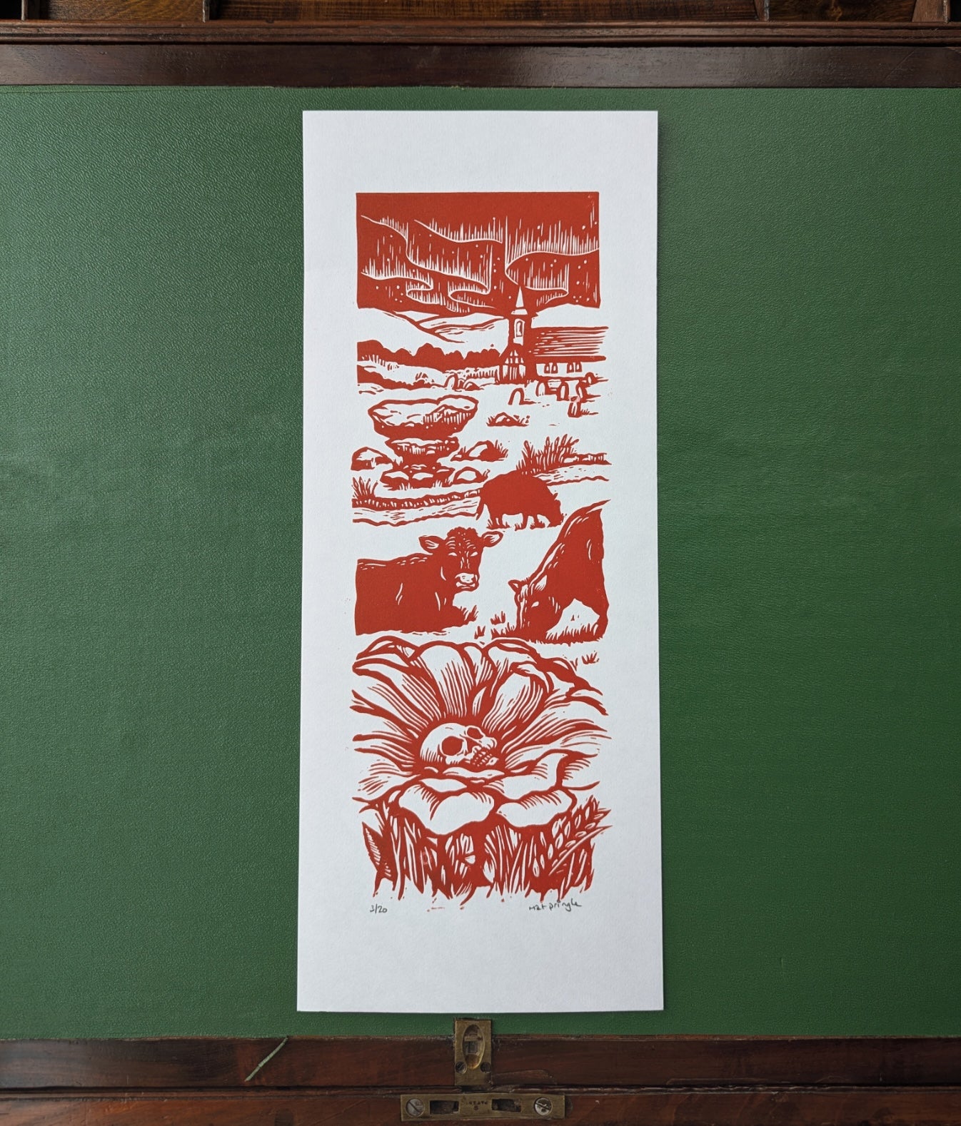 Darkened Hill & Dale - Linocut Print