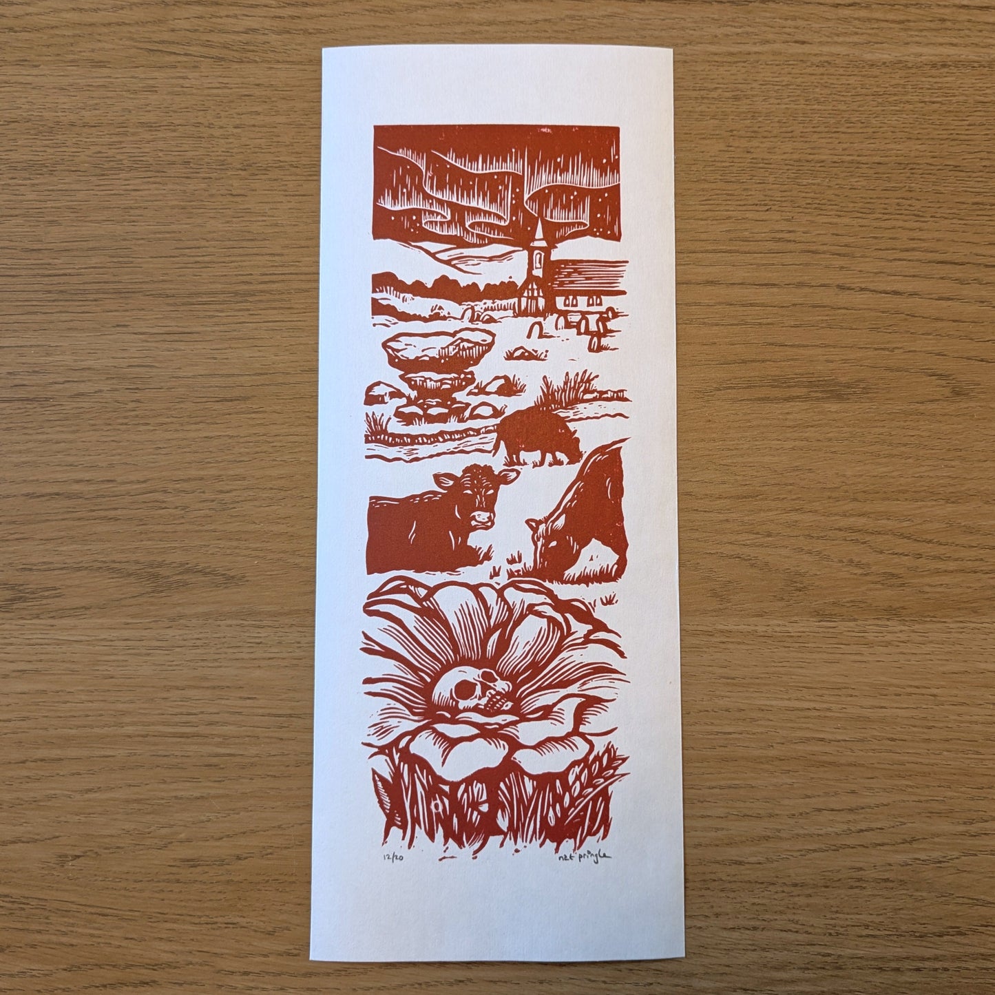 Darkened Hill & Dale - Linocut Print