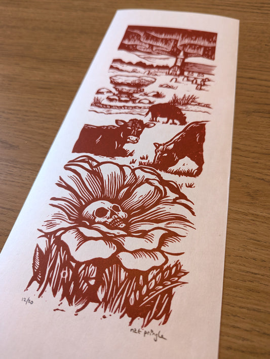 Darkened Hill & Dale - Linocut Print