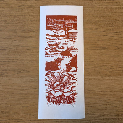 Darkened Hill & Dale - Linocut Print
